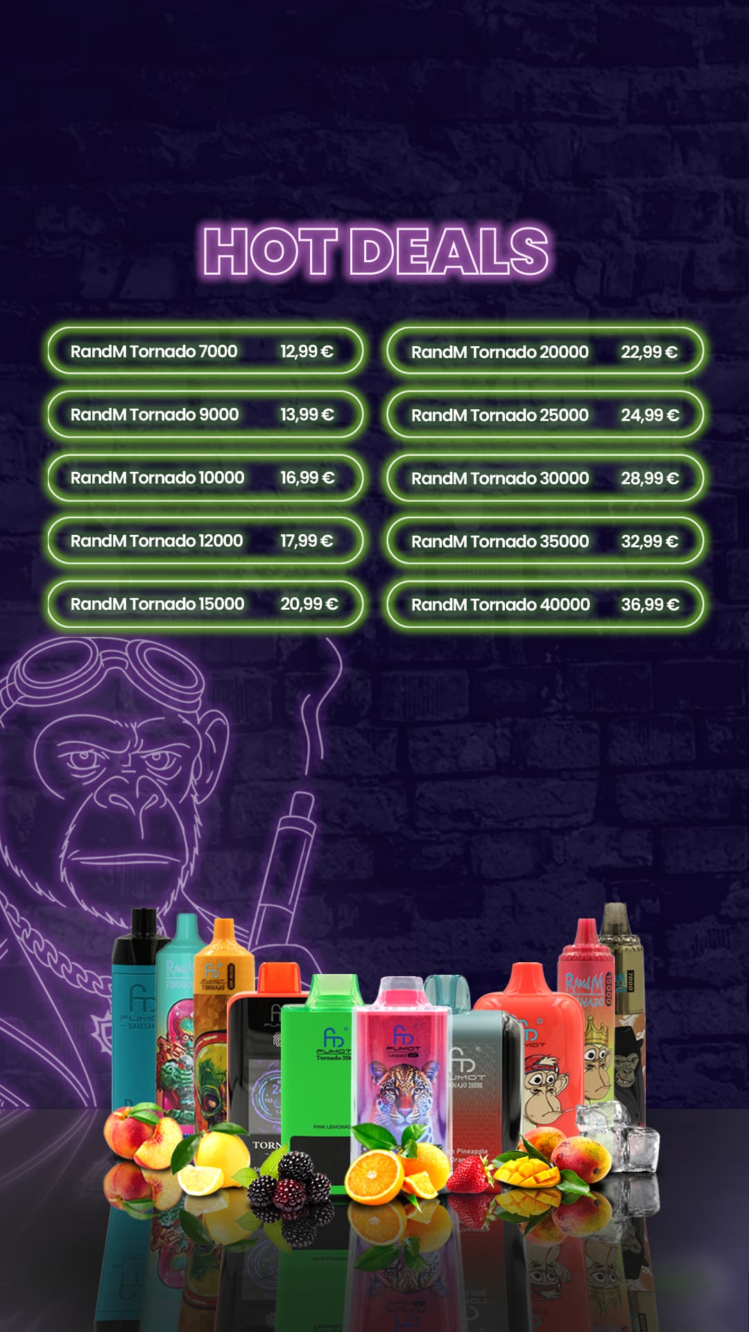 RandM Tornado Vapes Preisübersicht Mobil – Preistabelle für Smartphones