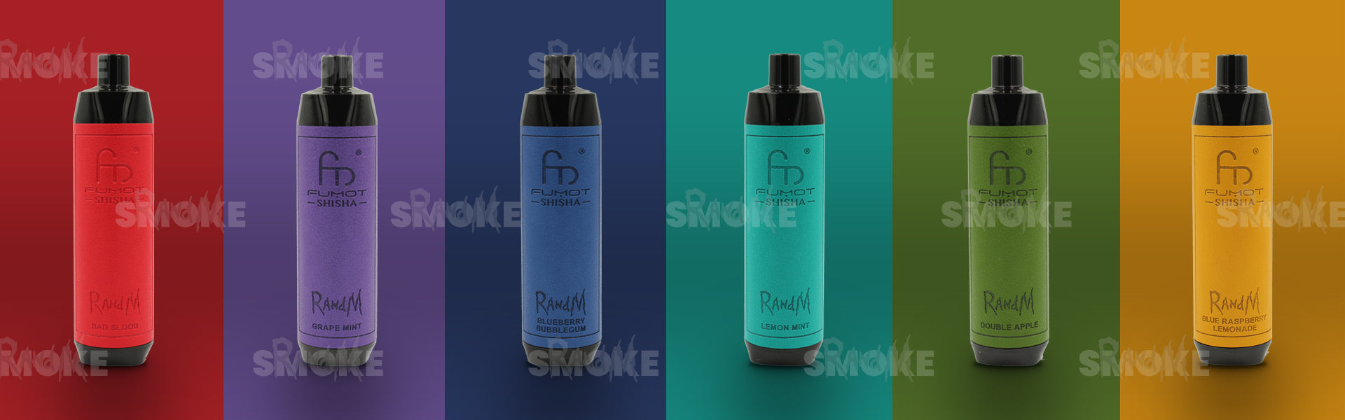 RandM Vape Banner – Mehrere RandM Tornado Vapes in unterschiedlichen Geschmacksrichtungen