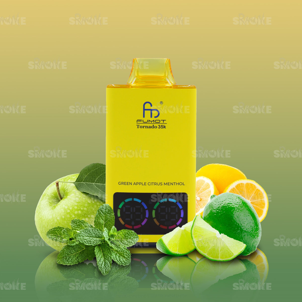 RandM Vape Tornado 35000 Green Apple Citrus Menthol – Grüner Apfel trifft auf spritzige Zitrusfrüchte und kühle Menthol-Note für maximale Frische