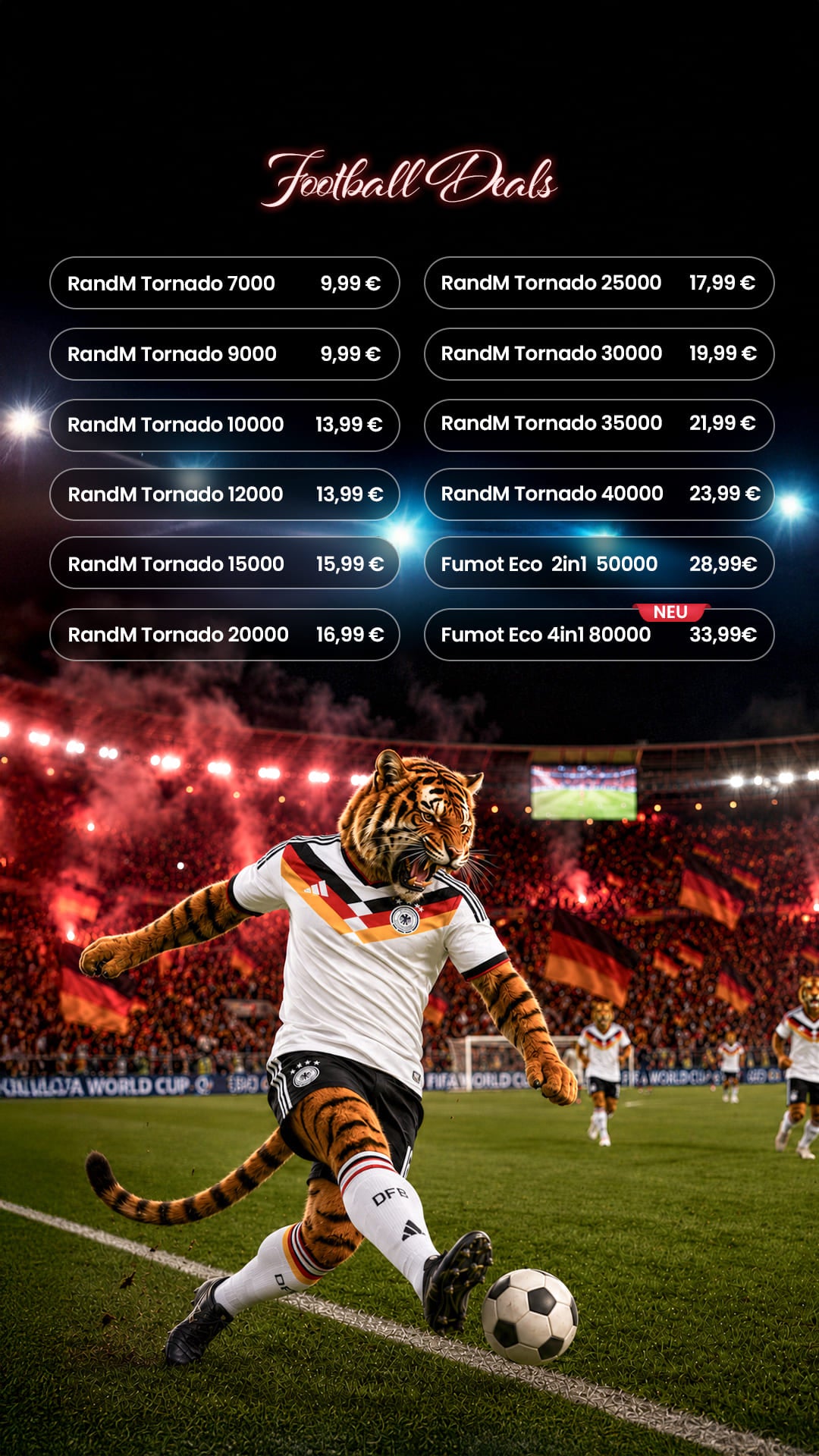 RandM Vapes Preisübersicht Fußball Edition für Mobilgeräte