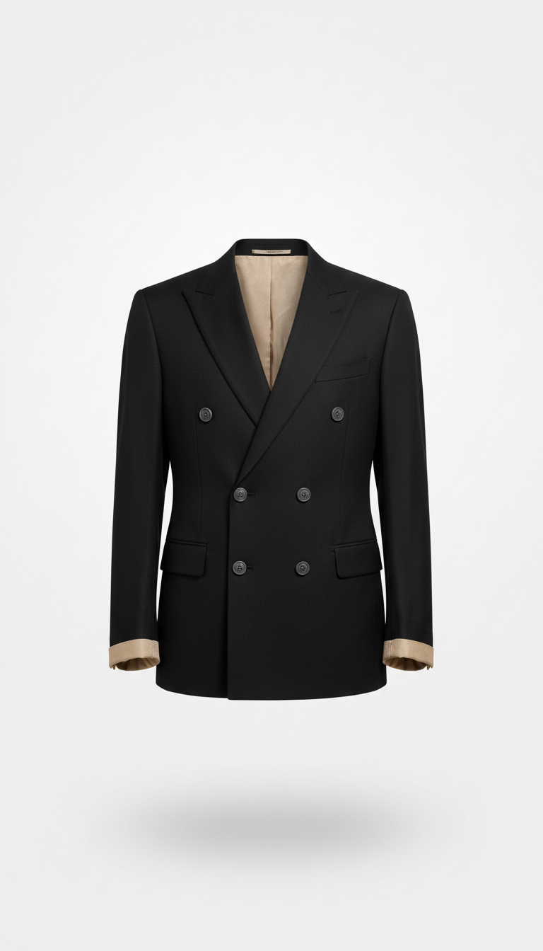 Doppelreihiger Blazer aus schwarzer Wolle